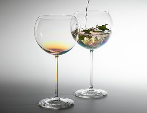 Wine glassess Bubbles rainbow color