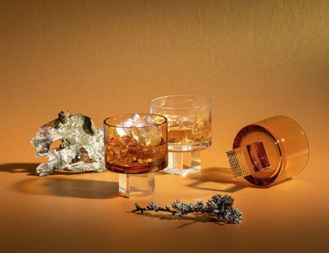 Oranžové sklenice Whiskey Cube